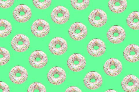 Pattern made of ring donuts Stock Photos