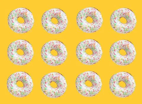 Pattern made of ring donuts Stock Photos