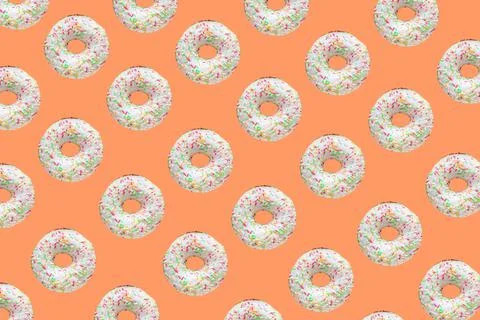 Pattern made of ring donuts Stock Photos