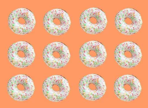 Pattern made of ring donuts Stock Photos