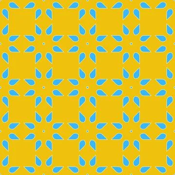 A pattern made up of square shapes in yellow, blue and white Stock Illustration