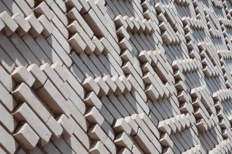 A pattern made of white bricks in the form of diamond shapes. Decoration of t Foto stock