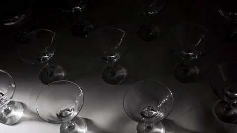 Pattern made of wine glasses on pastel background, flat lay, top view. Fashion Stock Footage 139629733