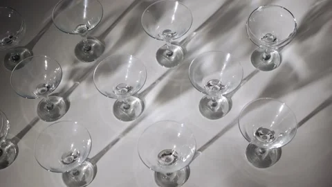 Pattern made of wine glasses on pastel background, flat lay, top view. Fashion Stock Footage 139630564