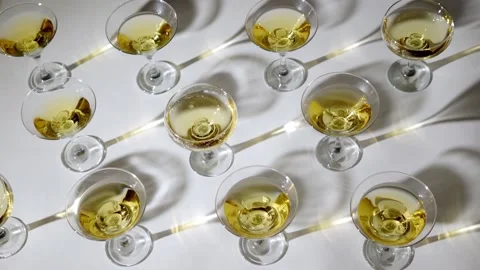 Pattern made of wine glasses on pastel background, flat lay, top view. Fashion Video stock 139631129