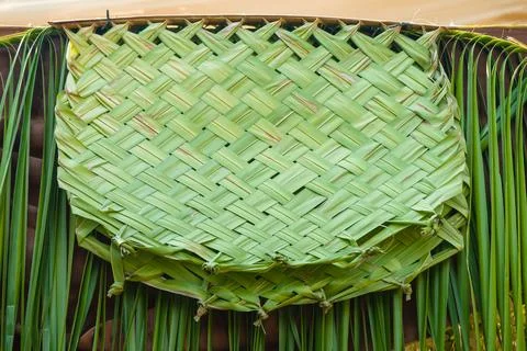 The pattern made from woven coconut leaves Foto stock