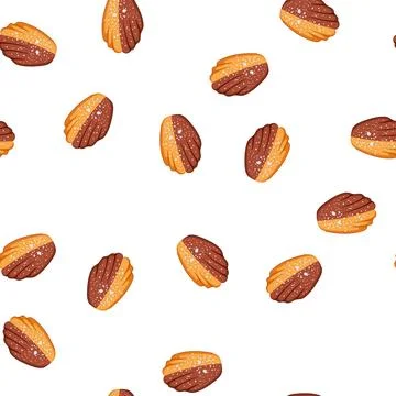 Pattern madeleine cookie with chocolate and classic flavors Stock Illustration