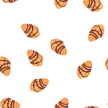 Pattern madeleine cookie with chocolate drizzle baking dessert Stock Illustration