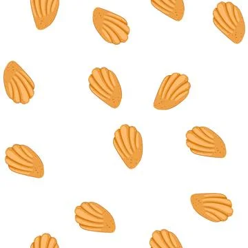 Pattern madeleine cookie presenting classic shell shape and golden texture イラスト素材