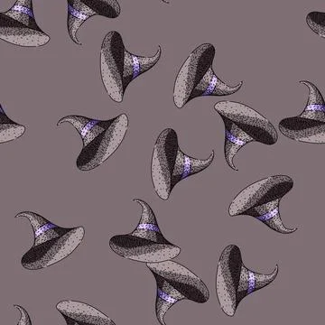 Pattern magic witch hat sketch hand drawn Illustrazione stock
