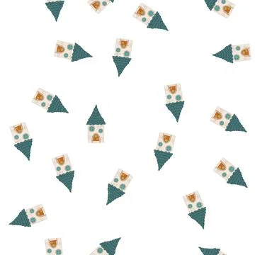 Pattern magical gnome house cartoon vector Stock Illustration