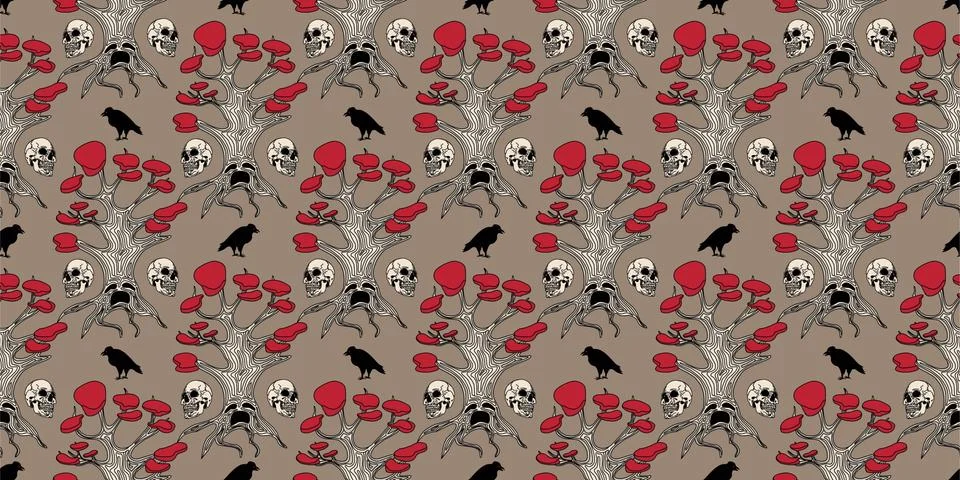 The pattern is magical. Old trees with eyes. vector illustration イラスト素材