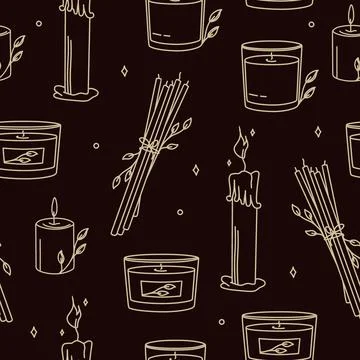 Pattern with magical symbols of boho esotericism mystical hand-drawn elements イラスト素材