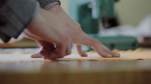 Pattern making process. drawing on the textile, cloth. Video stock 209185843