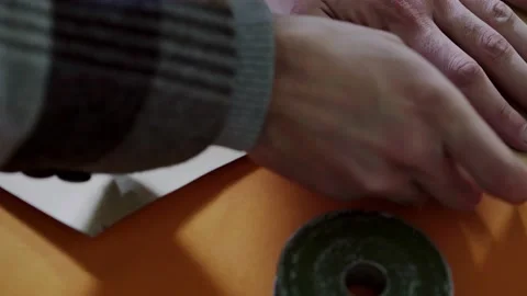 Pattern making process. drawing on the textile, cloth. Line drawing. Video stock 209186545