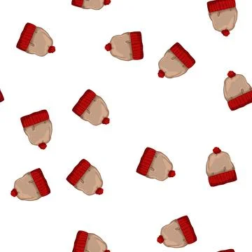 Pattern man winter hat kid cartoon vector Illustrazione stock