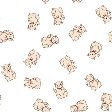 Pattern Maneki cat bringing good luck and fortune Stock Illustration