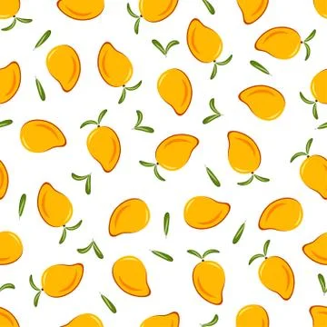 Pattern with mango and leaves Stock Illustration