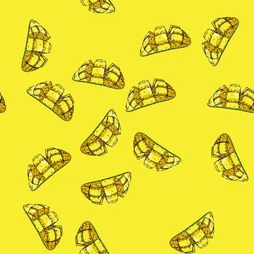 Pattern mango cubes cut sketch hand drawn Stock Illustration