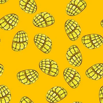 Pattern mango cubes fruit sketch hand drawn Stock Illustration
