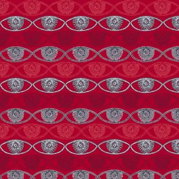 Pattern of many eyes on red background Stock Illustration