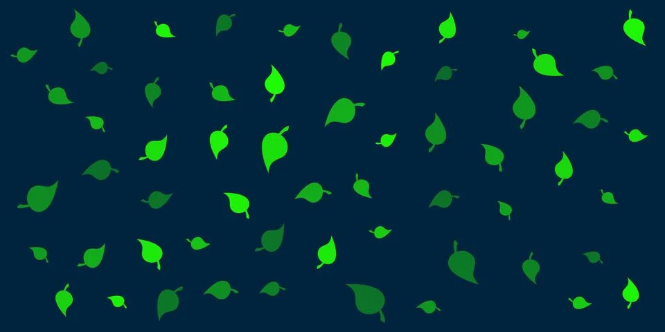 Pattern of Many Green Leaves of Various Orientations, Colored in Shades of .. Stock Illustration