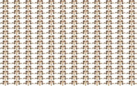 Pattern of many skulls of a sheep with brown horns on a white background Foto stock