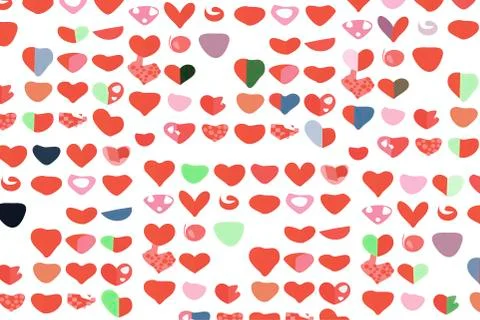 Pattern of many small hearts, vector. Stock Illustration