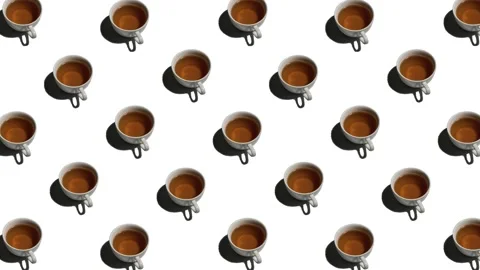 Pattern with many tea cups animated on white background Stock Footage 134703481