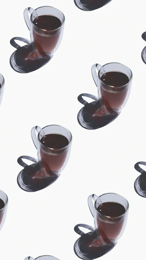 Pattern with many tea cups animated on white background Stock Footage 310656114