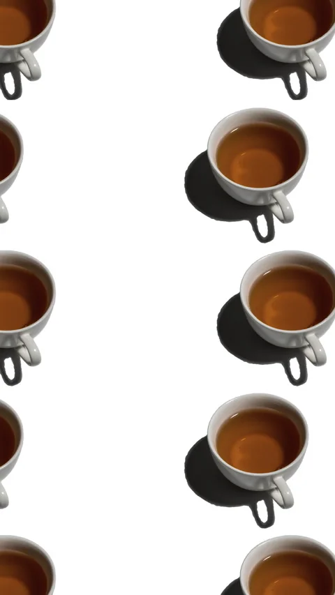 Pattern with many tea cups animated on white background Stock Footage 310656177