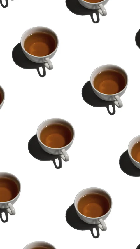 Pattern with many tea cups animated on white background Stock Footage 314099269