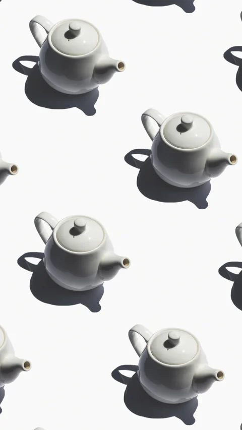 Pattern with many Teapots animated on white background Stock Footage 311569369