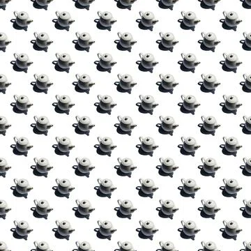 Pattern with many Teapots Stock Photos