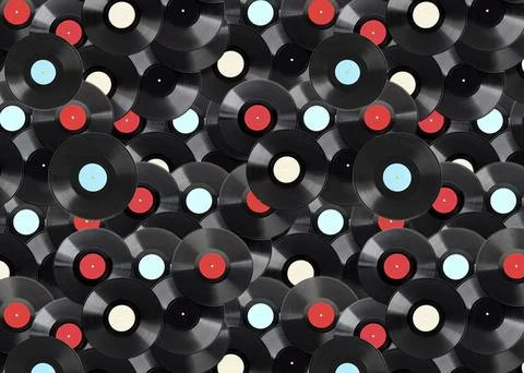 Pattern of many vinyl records as background Stock Photos