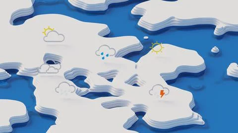 Pattern of a map with weather icons 스톡 일러스트