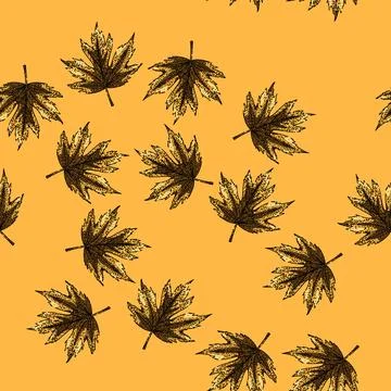 Pattern maple leaf sketch hand drawn Stockillustratie