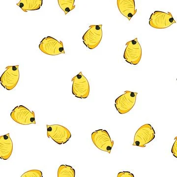Pattern marine exotic fish cartoon vector Ilustração Stock