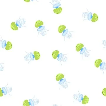 Pattern marine jellyfish cartoon vector イラスト素材