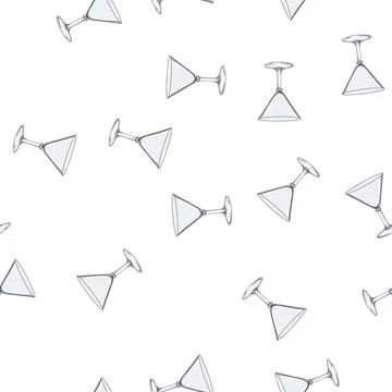 Pattern martini cocktail glasses cartoon vector Stock Illustration
