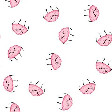 Pattern mascot brain character cartoon vector Illustration