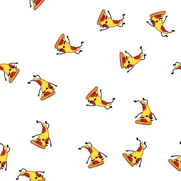 Pattern mascot pizza slice character cartoon vector Stock Illustration