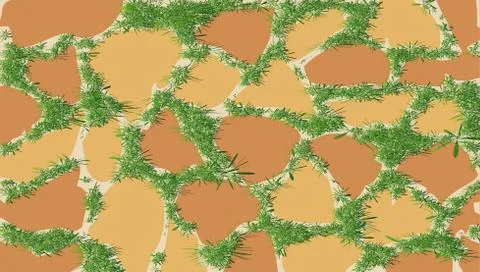 The pattern of masonry with green grass Stock Illustration