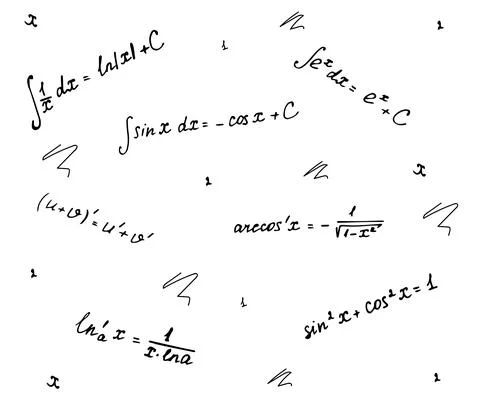 Pattern mathematical formulas on white background 스톡 일러스트