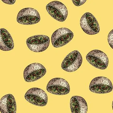 Pattern meal noodles sketch hand drawn 스톡 일러스트