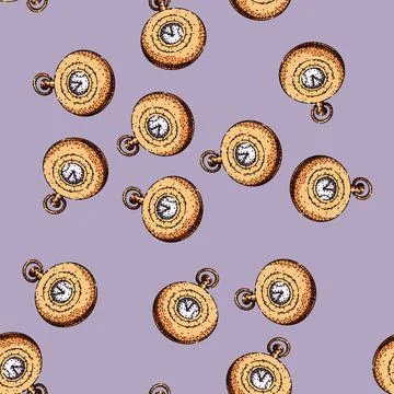 Pattern mechanical pocket watch sketch hand drawn Stock Illustration