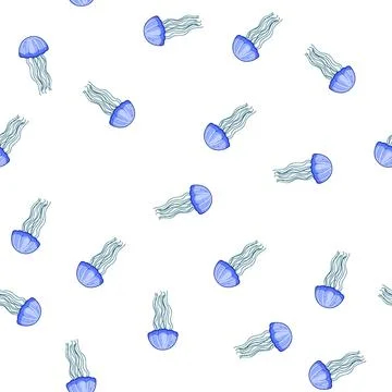 Pattern medusa jellyfish cartoon vector Stockillustratie