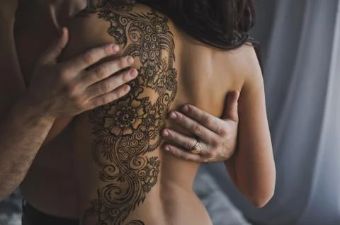 Pattern mehendi full-back girl 222. Stock Photos