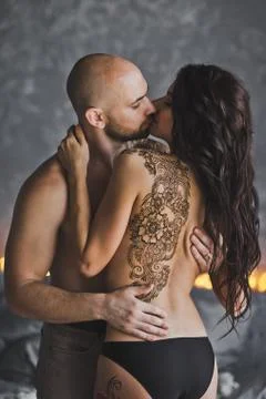The pattern of the mehendi on your naked back girls 216. Stock Photos
