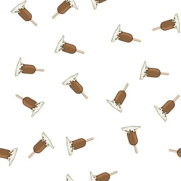 Pattern Melting chocolate vanilla ice cream bar fallen on ground Stock-Illustration